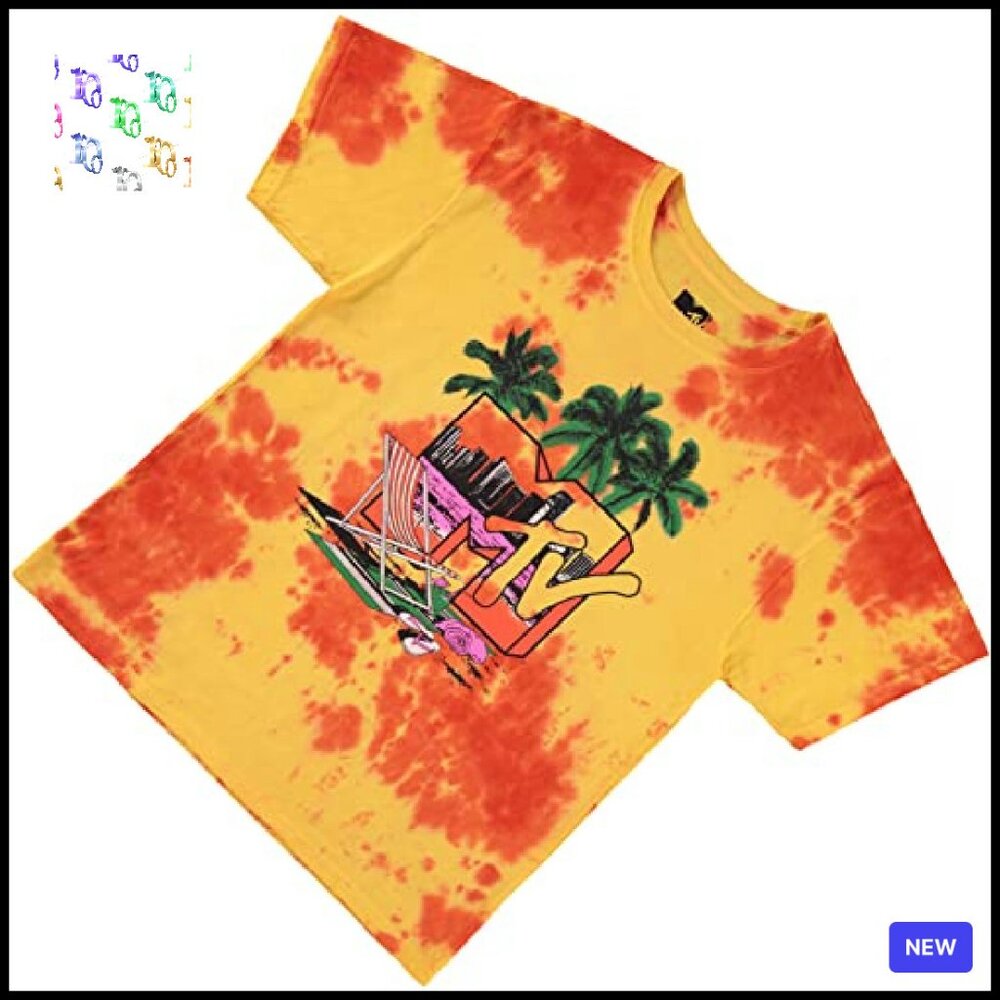Retro Tie Dye Tee Classic Crew Neck Short Sleeve Vintage Music Style - Picture 7 of 7
